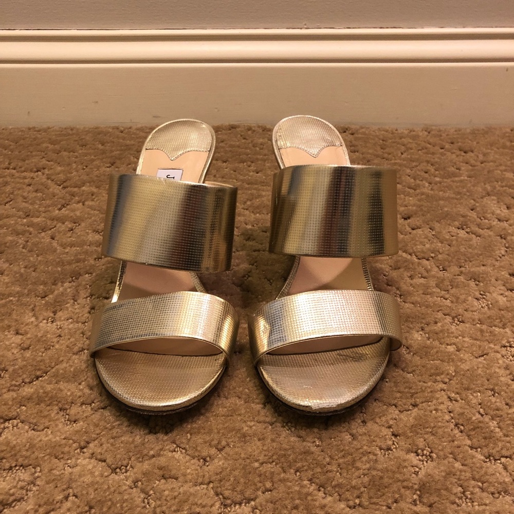 Jimmy Choo gold wedge mule
